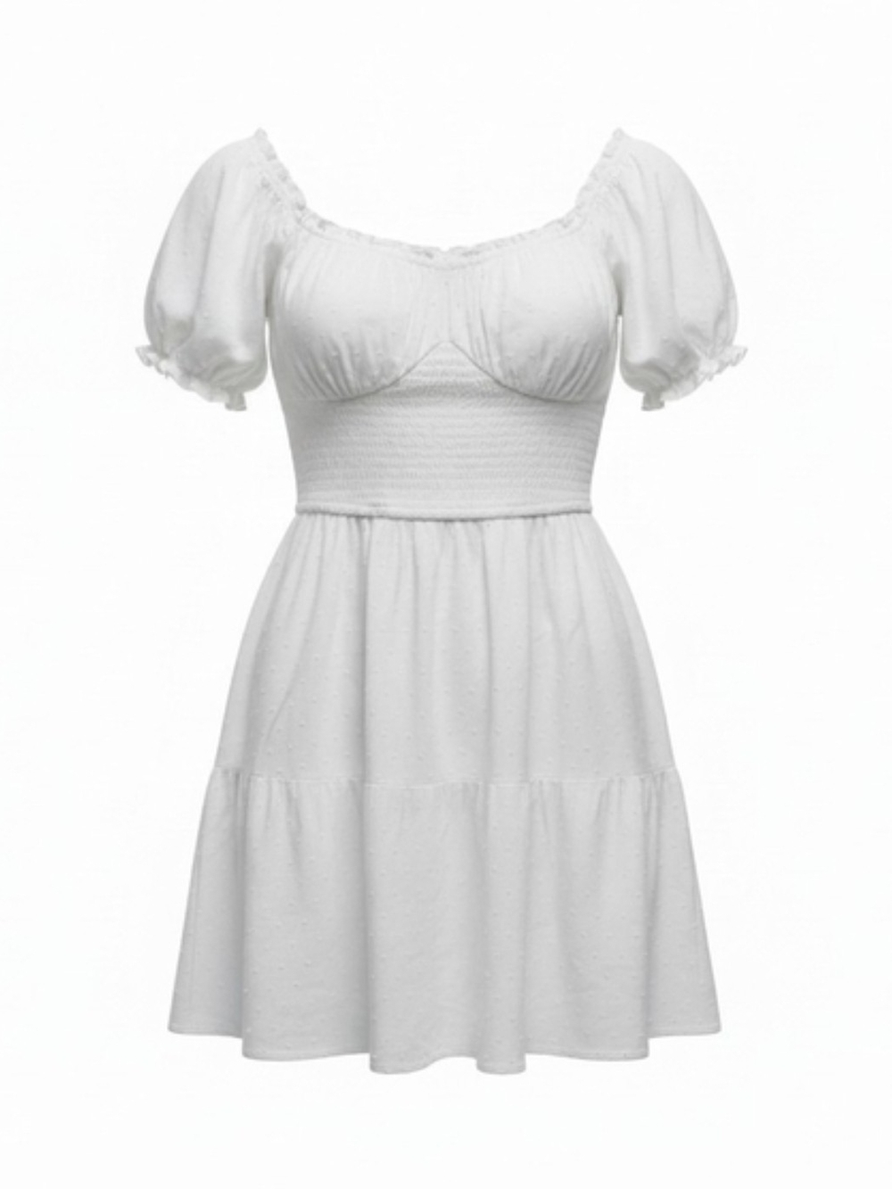 HOLLISTER | White Swiss Dot Milkmaid Romper Mini Dress Puff Sleeve Skort | XL